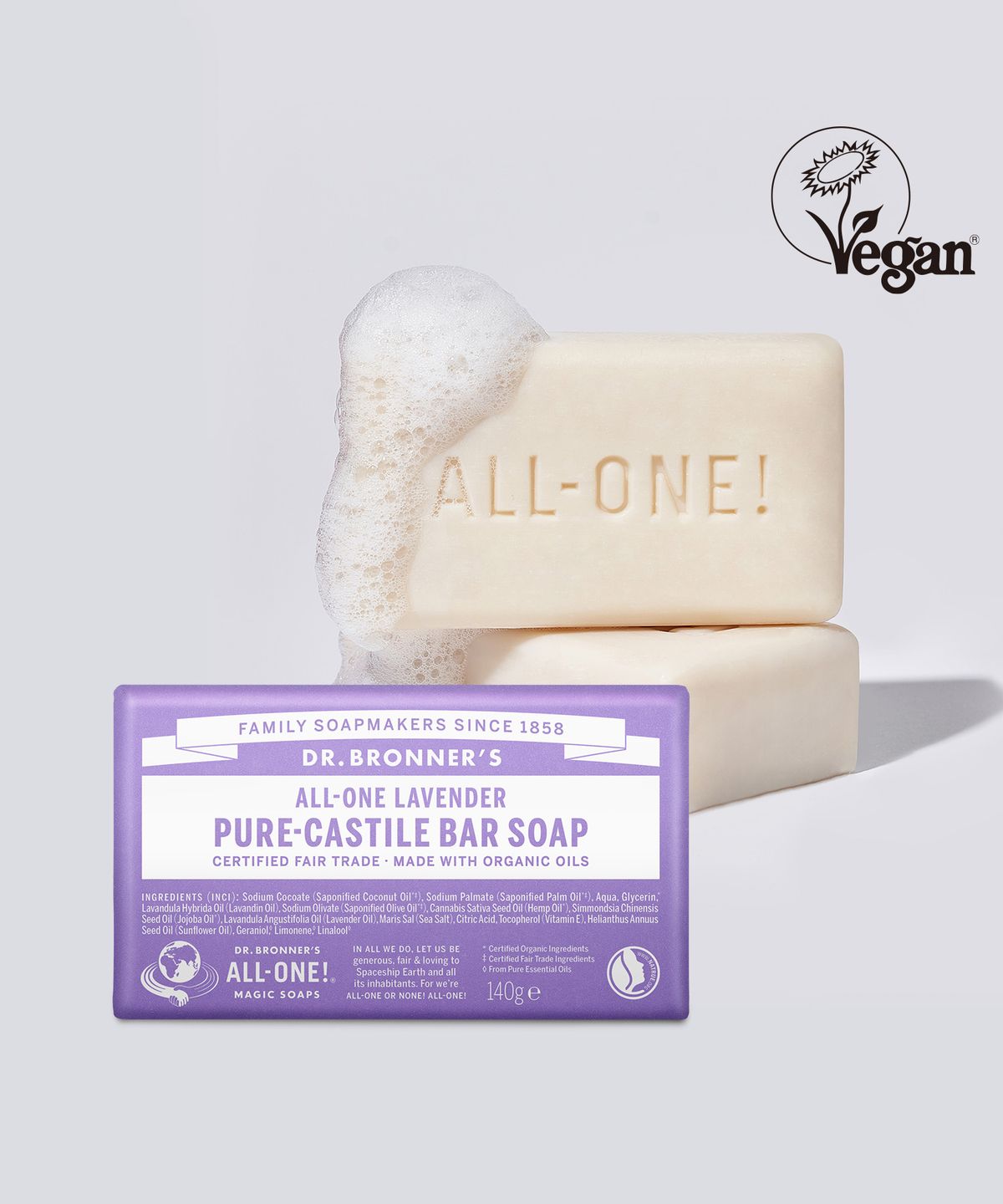 [2PACK] Lavender Pure Castile Bar Soap 140g Lavender + Almond