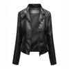 Cross-border European and American style slim-fit short PU leather jacket women's locomotive jacket stand-up collar zipper fashion versatile spring a