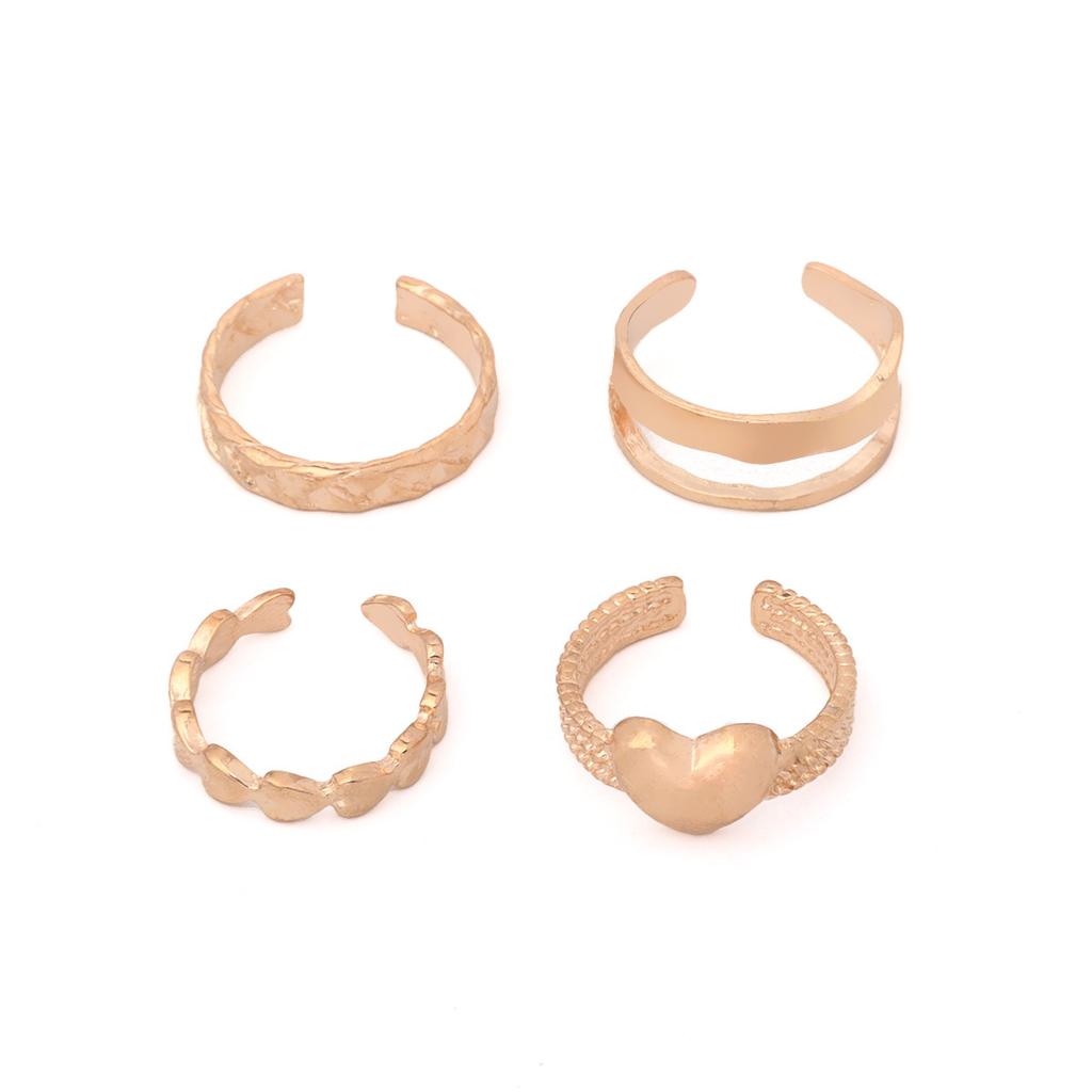 Europe and the United States hot-selling creative simple love metal open joint ring four-piece set jewelry