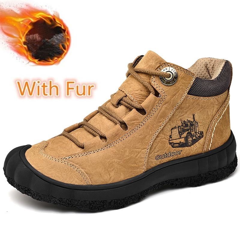 

Зимняя мужская обувь, теплые плюшевые, ручная работа, сшитые нескользящие мужские ботинки для отдыха на открытом воздухе, модные мужские ботинки для походов по щиколотку, высококачественные кроссовки 44