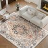 Area Mat Soft, Non-Slip Mat with Intricate Floral & Geometric Patterns for Living Room, Bedroom, Office Decor Vintage Style Mat