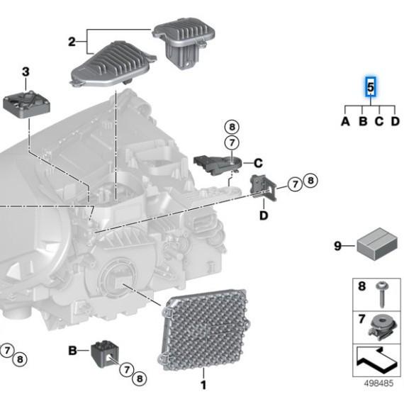 BMW X1 F48 LCI Headlight Repair Kit, Parts 63119477823 63119477824