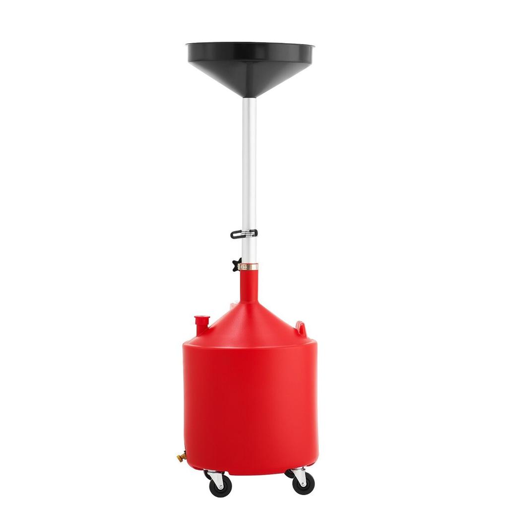 68L Waste Oil Drain Tank, Industrial Fluid Drain Tank with Adjustable Funnel Height, Portable Oil Drainer with Wheels, Fluid Fuel Transfer Drainage