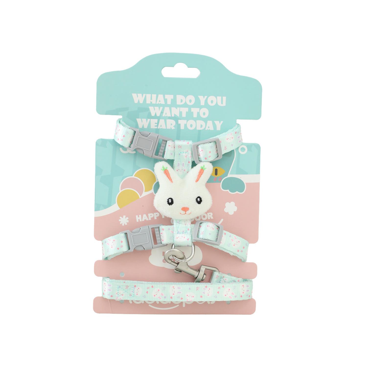 

Traction rope Pippi Tao cartoon rabbit cat rope nylon I character out walking cat rope chest back traction belt 1.0Cm (for use within 3kg) зелёный