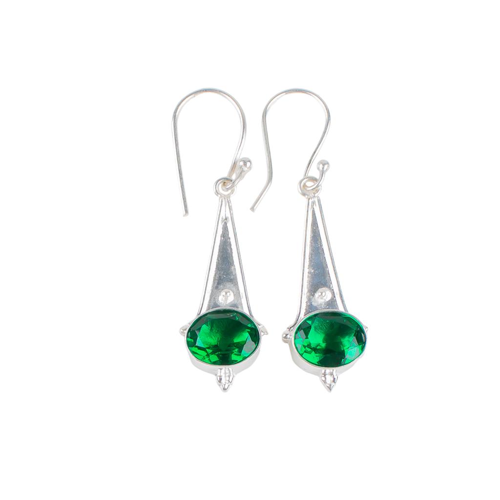 Chrome Diopside Gemstone 925 Sterling Silver Handmade Drop/Dangle Earrings 1.80" EE-50-3