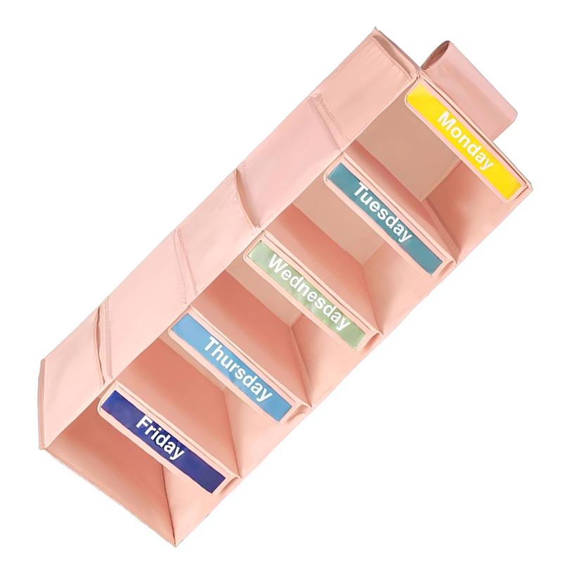 Good-Weekly Clothes Organizer With 5-Shelf Design 5 Side Pockets Hanging Closet Storage Shelves With Day Labels D