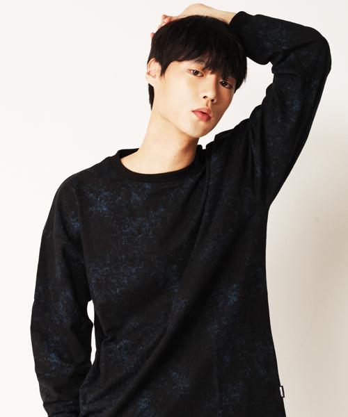 Respect Tie-Dye Long Sleeve (Washed Blue) L
