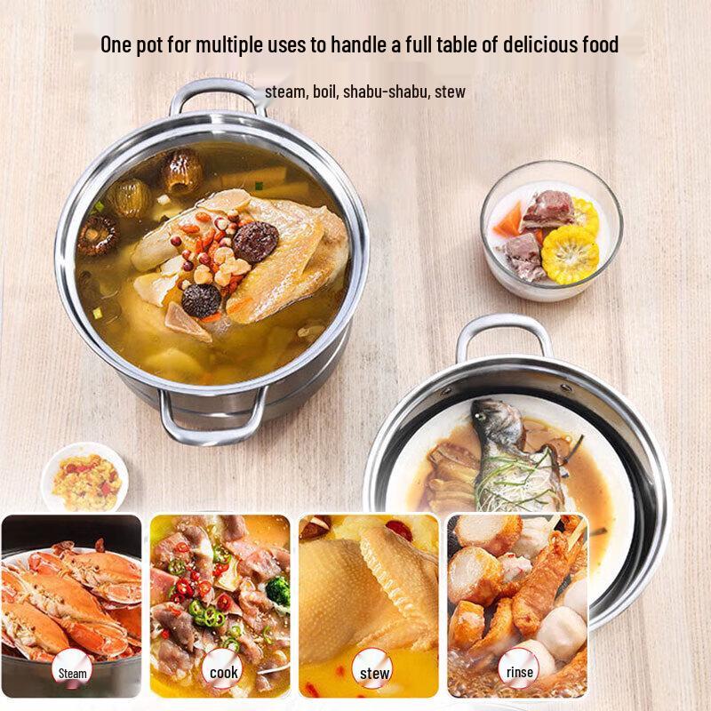 KOBACH 26cm Stainless Steel Double Layer Steamer Pot