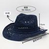 Spring and summer new hollowed out denim hat, hand woven straw hat, breathable and cool, upturned edge jazz top hat