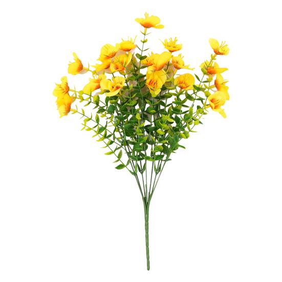

1/2 шт. Имитированные цветы Реалистичный вид Шелковые цветы Пластиковые уличные искусственные эвкалиптовые растения Главная 1pc жёлтый