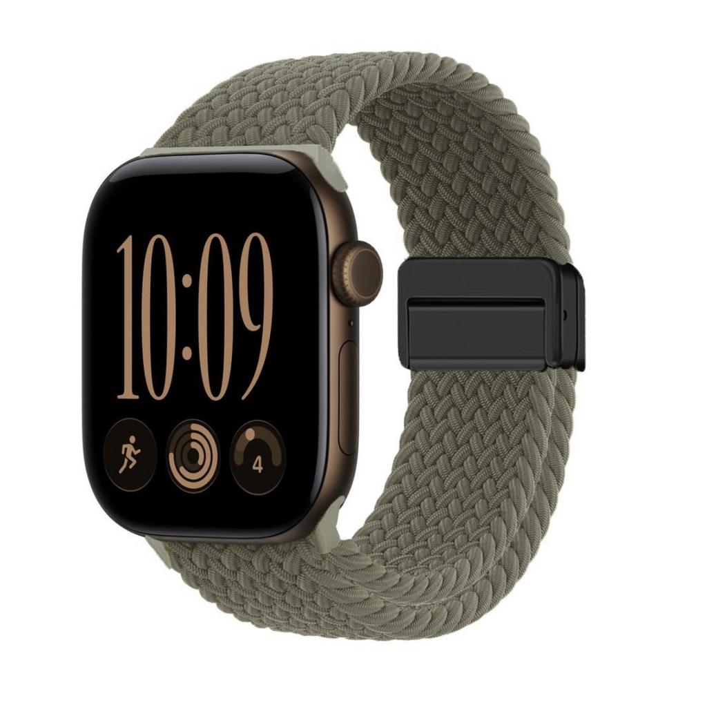Magnetic Buckle Nylon Watch Strap for Apple Watch Series 5-10 Smartwatches