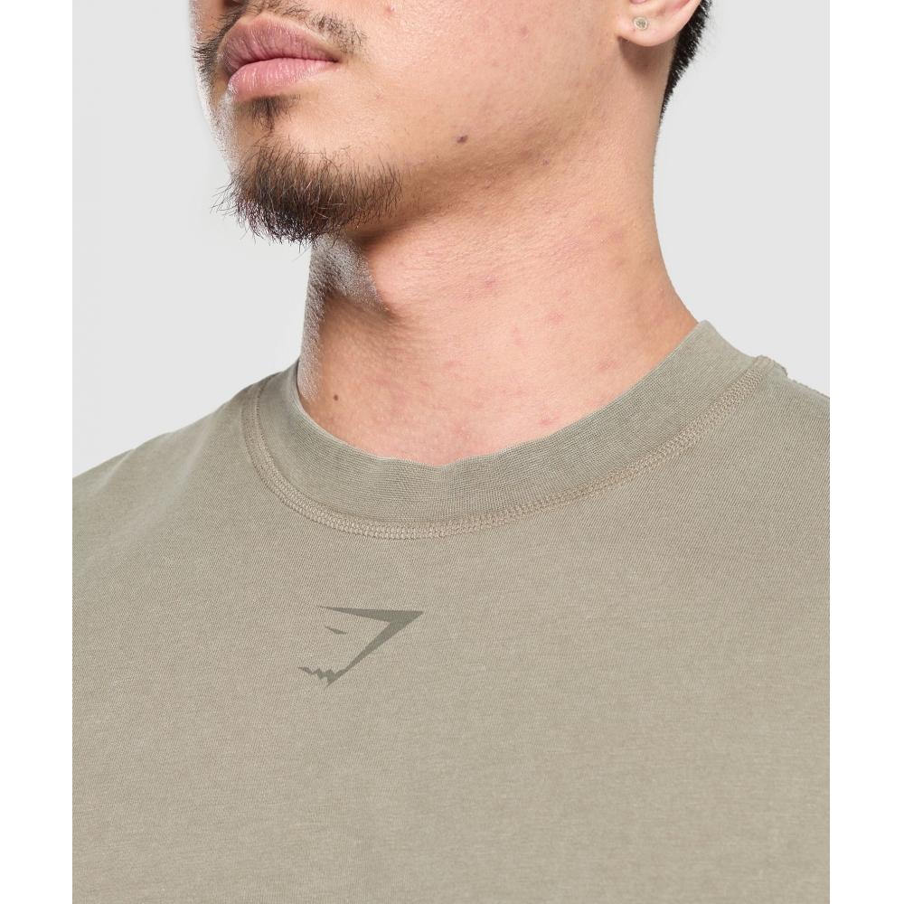 Gymshark Heritage Washed Cut Off Tank Utility Green Acid Wash Small Ball A5a9p Ecv4