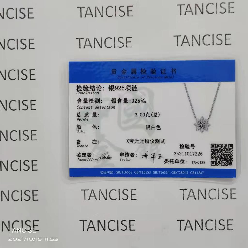 Tancise S925 Sterling Silver Zircon Luxury Personality Pendant Necklace Women's Classic Tide Sugar Full of Wild Clavicle Chain.