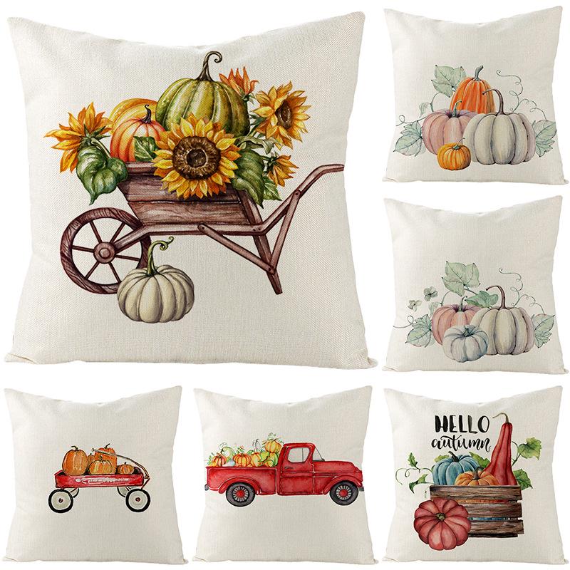 Home Thanksgiving Pumpkin Polyester Pillow Cover Home Sofa Pillow Cushion Cover