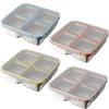 Lunch Box a 4 Scomparti in Acciaio Inossidabile con Coperchio Ermetico Contenitore Bento per Ufficio Scuola Picnic 720ML