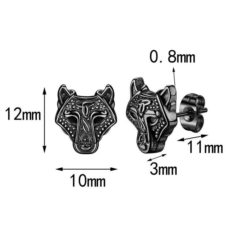 1 Pair Gothic Viking Rune Stud Earrings For Women/Men Stainless Steel Cubic Zirconia Rock Punk Piercing Jewelry