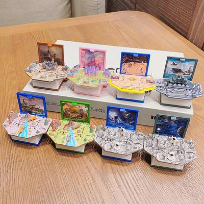Portachiavi Libro Pop-Up 3D: Pallacanestro, Castello, Veliero, Dinosauro, Ciondolo Puzzle Spaziale