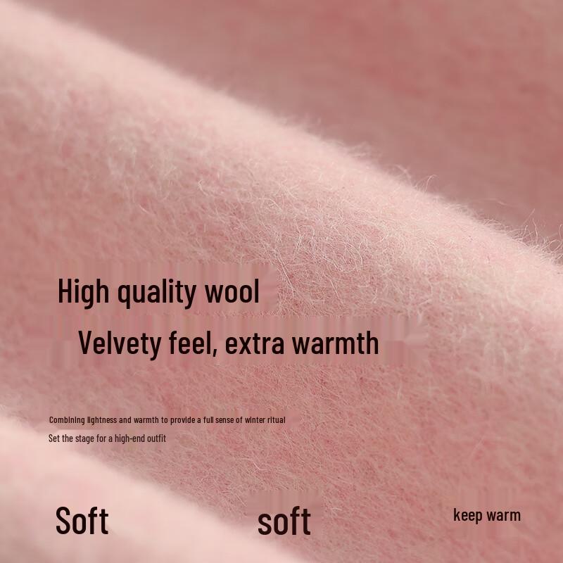 VICTORIA&VERA Women's Fox Fur Sleeve Wool Blend Long Coat with Belt