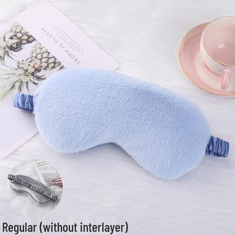 Blackout Rabbit Fur Sleep Mask - Soft, Breathable, Skin-Friendly, Plush Imitation Silk for Autumn/Winter Eye Protection.