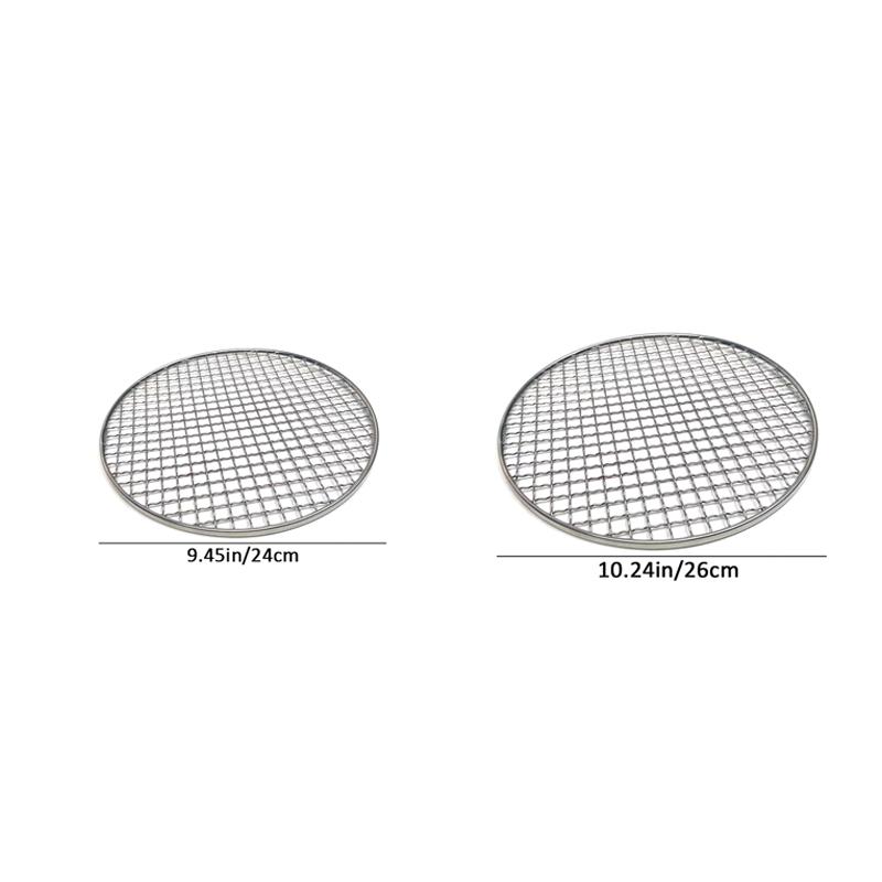 24/26Cm Round Stainless Steel Barbecue Net Bbq Mesh Grate Grid Camping Picnic Food Rack Bbq Grill Kitchen Tool Accessories