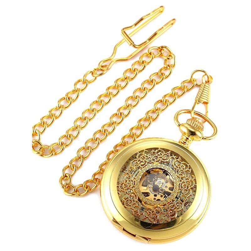A95D-2X Luxury Golden Luminous Mechanical Pocket Watch