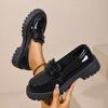Fashion New patent leather low-top thick-soled loafers for women, British-style small leather shoes, retro one-step loafers