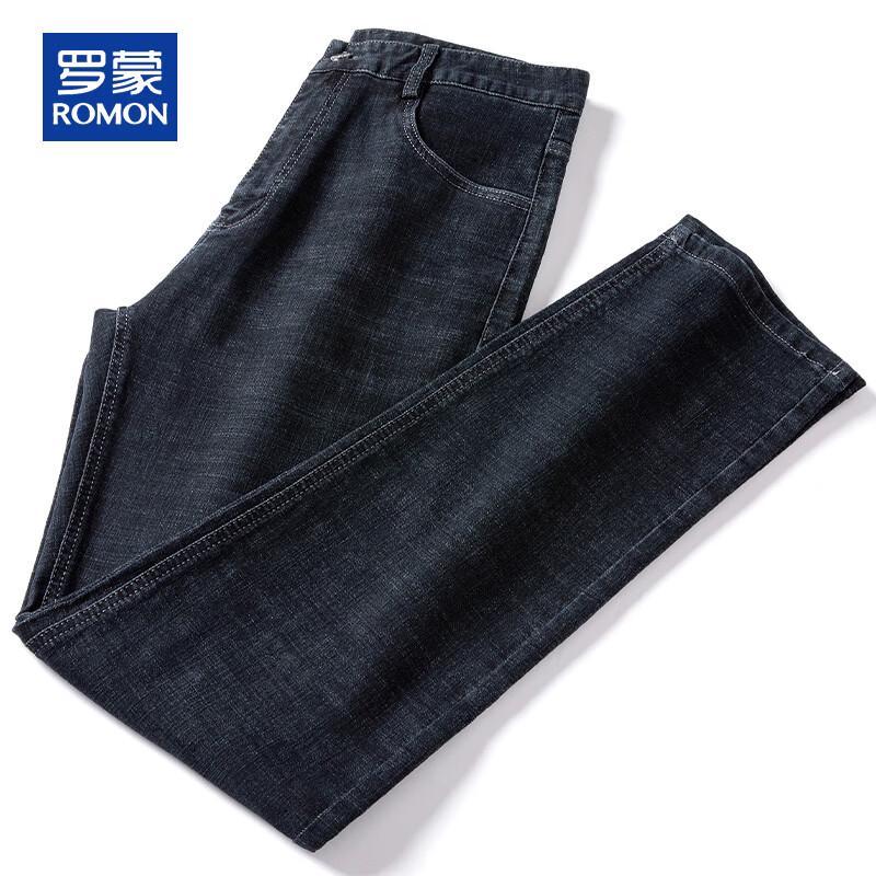 ROMON Men's Straight Leg Micro-Stretch Denim Jeans