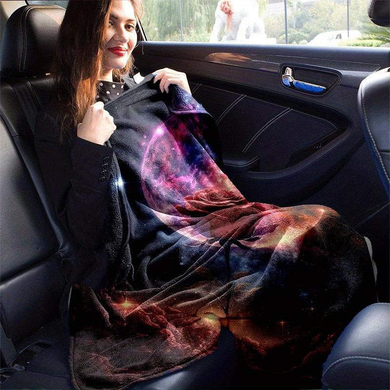 1pc Rose Universe Printing Lightweight Flannel Blanket, Comfortable and Warm Blanket, for Camping Sofa Bed and Couch Office, Gift
