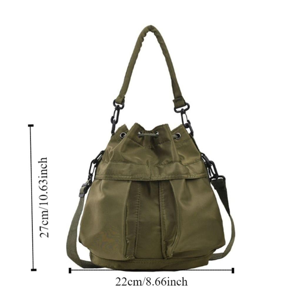 Casual Women Drawstring Bag Portable Solid Color Shoulder Bag Phone Crossbody Purse  Daily Use
