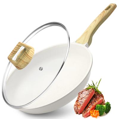 GiPP Frying Pan 28cm with Induction and Gas Frying Pan with Marble Harmless To the Easy To High Thermal PFOA and PFOS White Lid, Compatible, Non-Stick