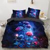 Colorful Rose 3D Printed Pattern 3pcs Single Double Queen Quilt Cover Pillowcase Bedding Set