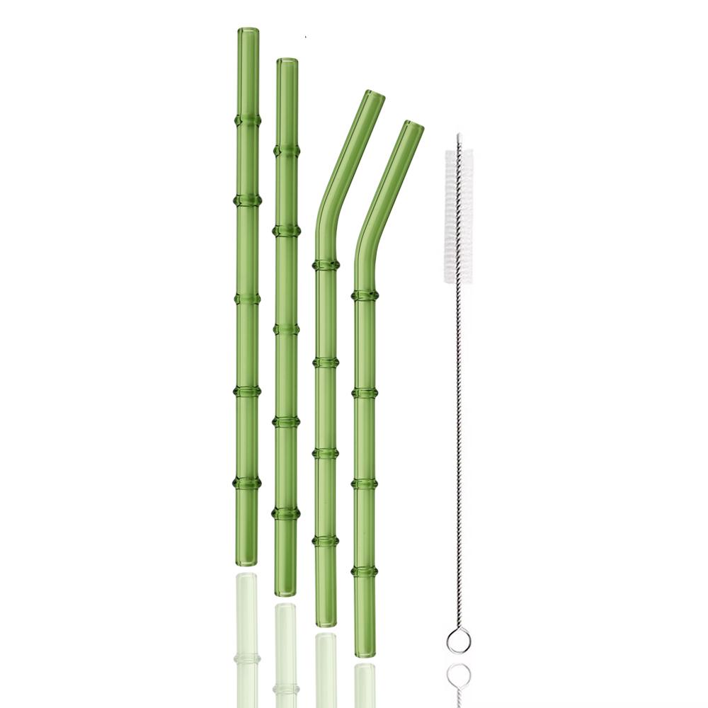 

Стеклянные трубочки с бамбуковым дизайном, многоразовые боросиликатные питьевые трубочки для сока, молочного коктейля, праздничной посуды, смузи, коктейлей