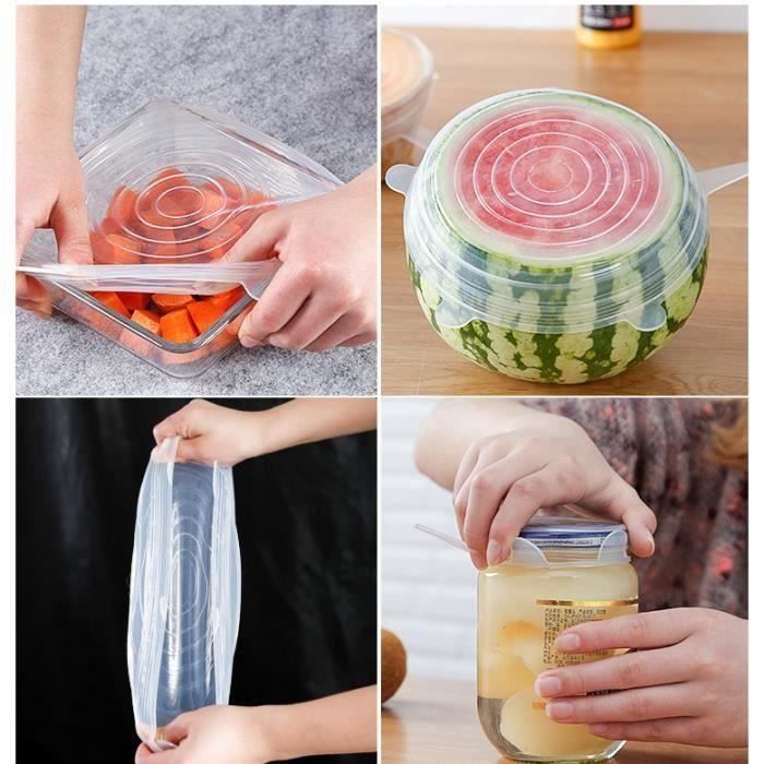 HT Couvercles Silicone Alimentaire Universels Extensibles - Lot de 6 couvercles exclusivité taille XS à XL (21.... - HTPRM824AA1757