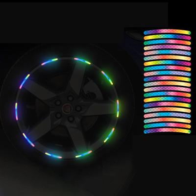20 pezzi/set adesivi riflettenti per pneumatici per auto, adesivi di avvertimento per pneumatici, adesivi arcobaleno, adesivi per veicoli elettrici e moto.