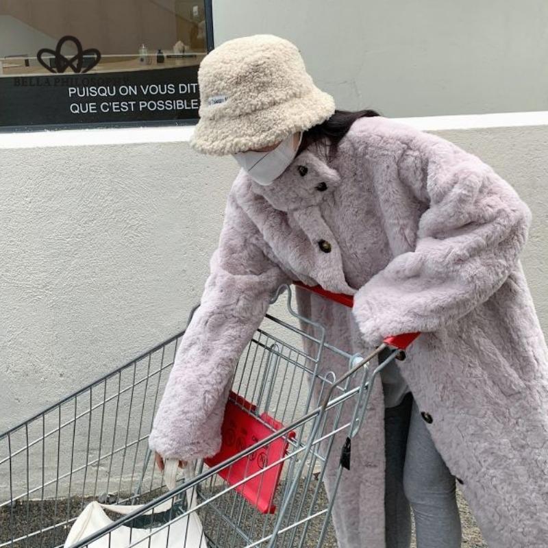 Winter Faux Fur New Fur Long Knee Coat Women Lamb Furry Coat High Quality Women's Casual Style Long Coat