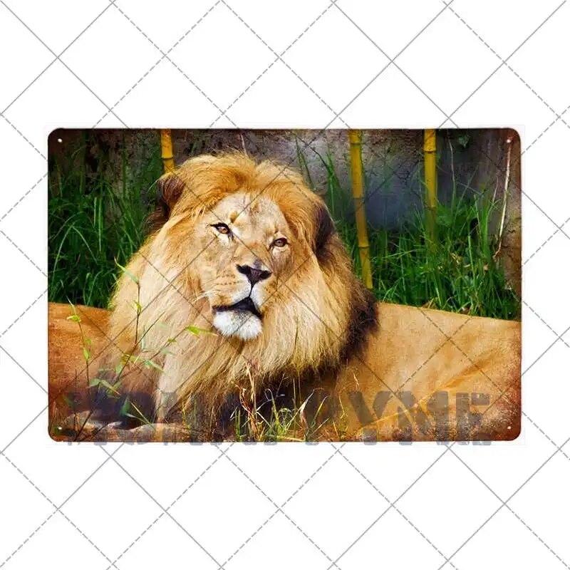 Bauernhof-Deko, Löwe, Pferd, Tiger, Schaf, Tier, Haustier, Freilandhaltung, Schild, Poster, Metall, Wandkunst, Platten, Eisenmalerei, Wohnkultur, 20 x 30 cm