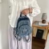 Bolso de Pecho de Mezclilla Gran Capacidad Bolso Cruzado para Mujer Viajero Múltiples Compartimentos Mochila de Estrella de Cinco Puntas