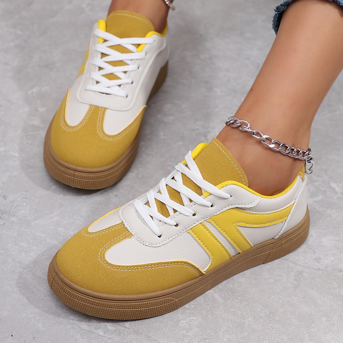 

Men Women Spring Autumn Casual Sports Flat Shoes RoundToe ColorBlocked Retro New Ideal for Casual Occasions and Daily Matching 36