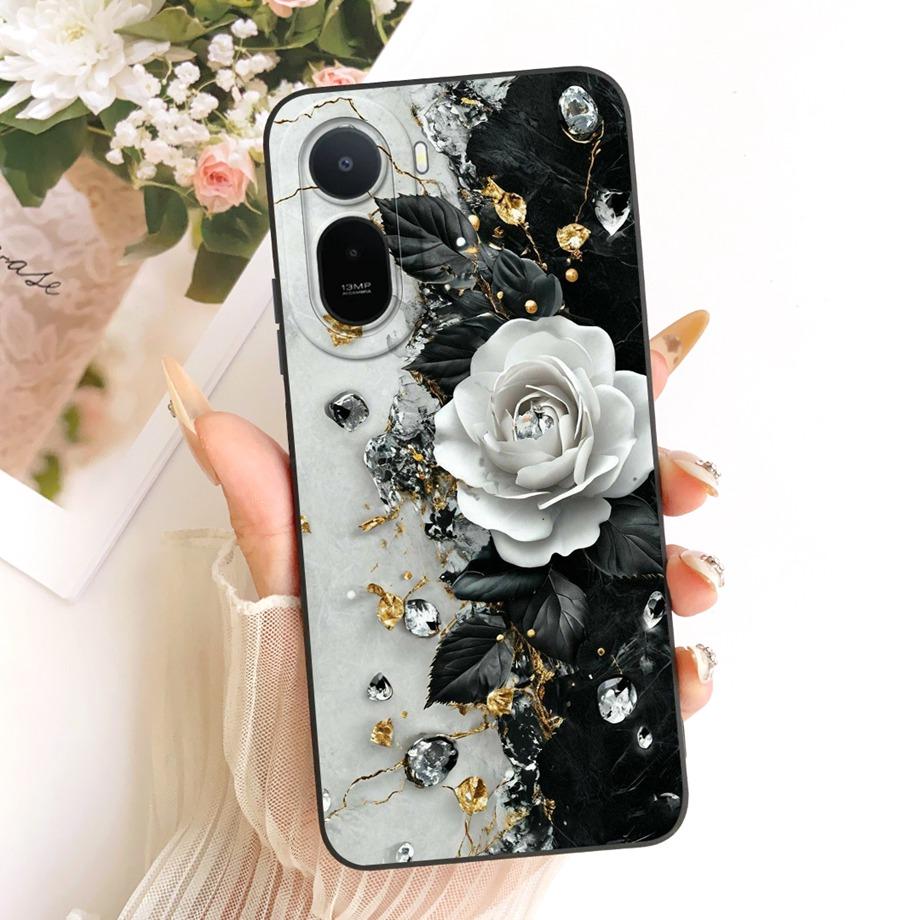 For Xiaomi Redmi A7 Pro Poco C85X Phone Case Floral Daisy Aesthetic Moon Nigth Bow Pattern Funda Soft Matte Silicone Back Cover