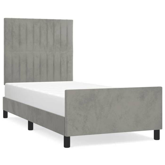 VidaXL Bed Frame with Headboard Light Grey 90x190 Cm Velvet3125849