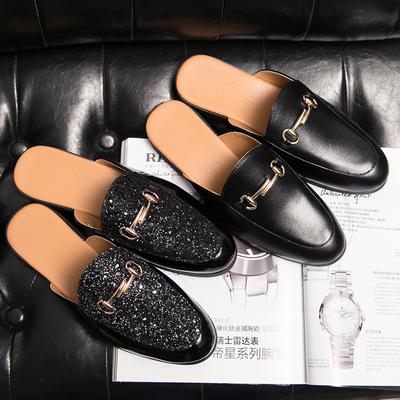 Zapatos de Verano de Media Caña Para Hombres Zapatos de Vestir Mocasines Chanclas de Hombre Cuero Semi-Drag Zapatos Casuales Sin Talón Mocasines Zapatillas Planas Sandalias