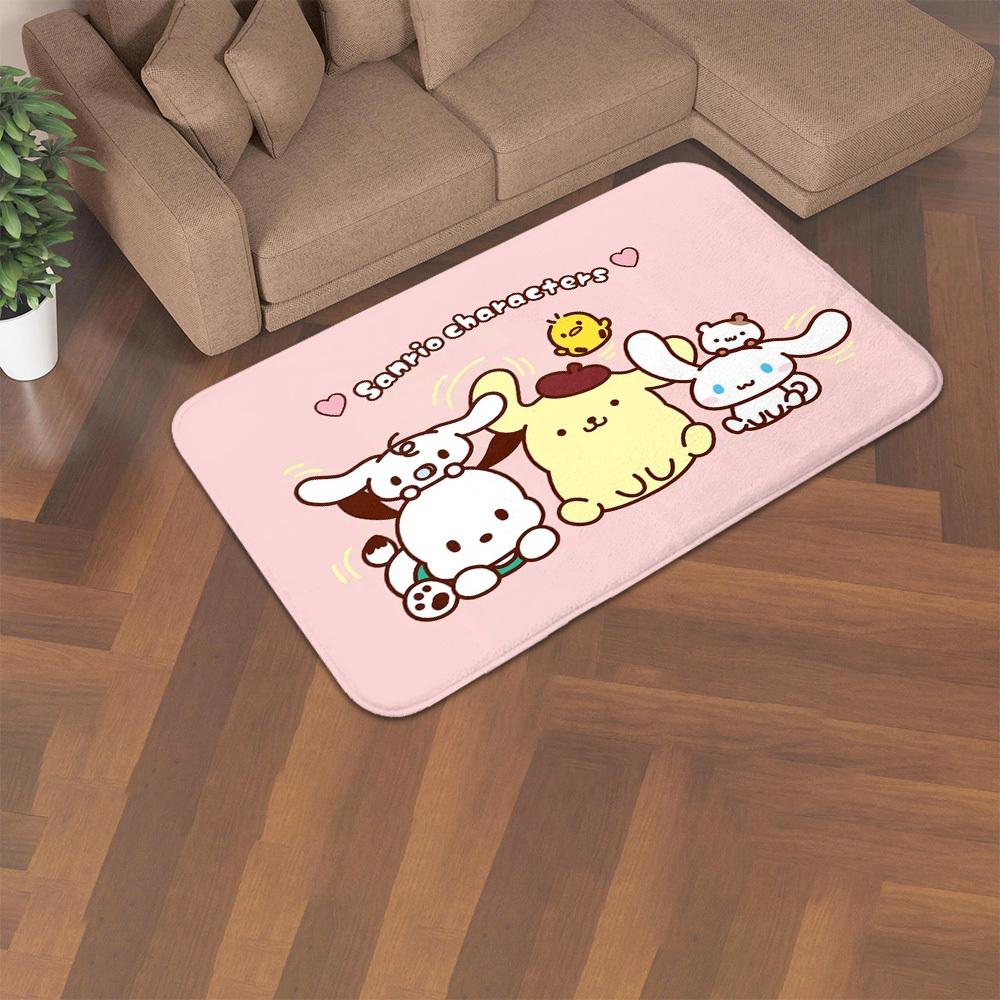 1pc Premium Flannel Creative Doormat, Non-Slip Bottom Mat with Sanrio Cartoon Character Collection Design, Soft and Comfortabl