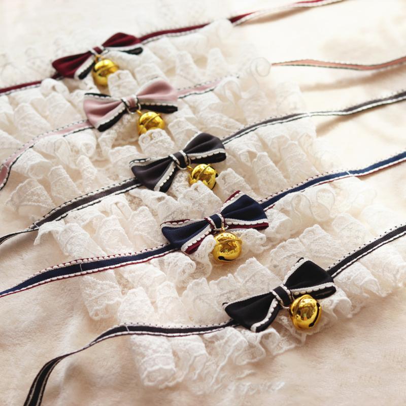 Fashionable Pets  Lace  Collar With Bell Bowknot Bib Breathable Necklace Accessories Decoration For