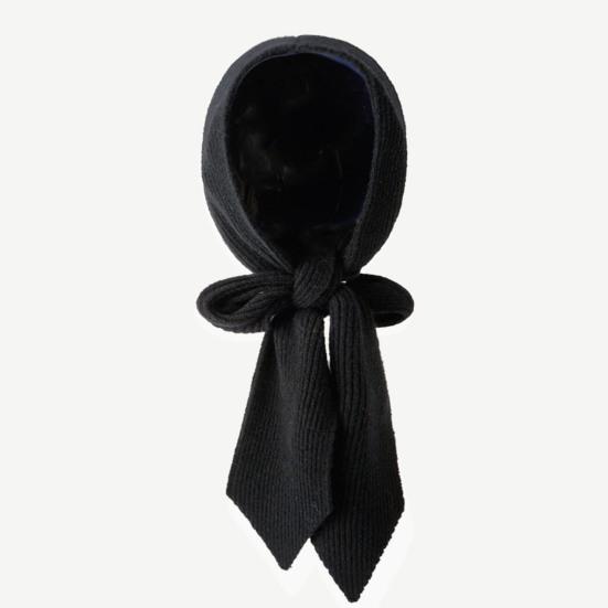 Women Hat Scarf Solid Color Soft Warm 2 In 1 Knit Scarf Hat Versatile