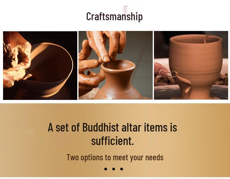 Large Ceramic Buddhist Incense Burner for Indoor Rituals, with Holy Water Cup and Incense Stick Holder