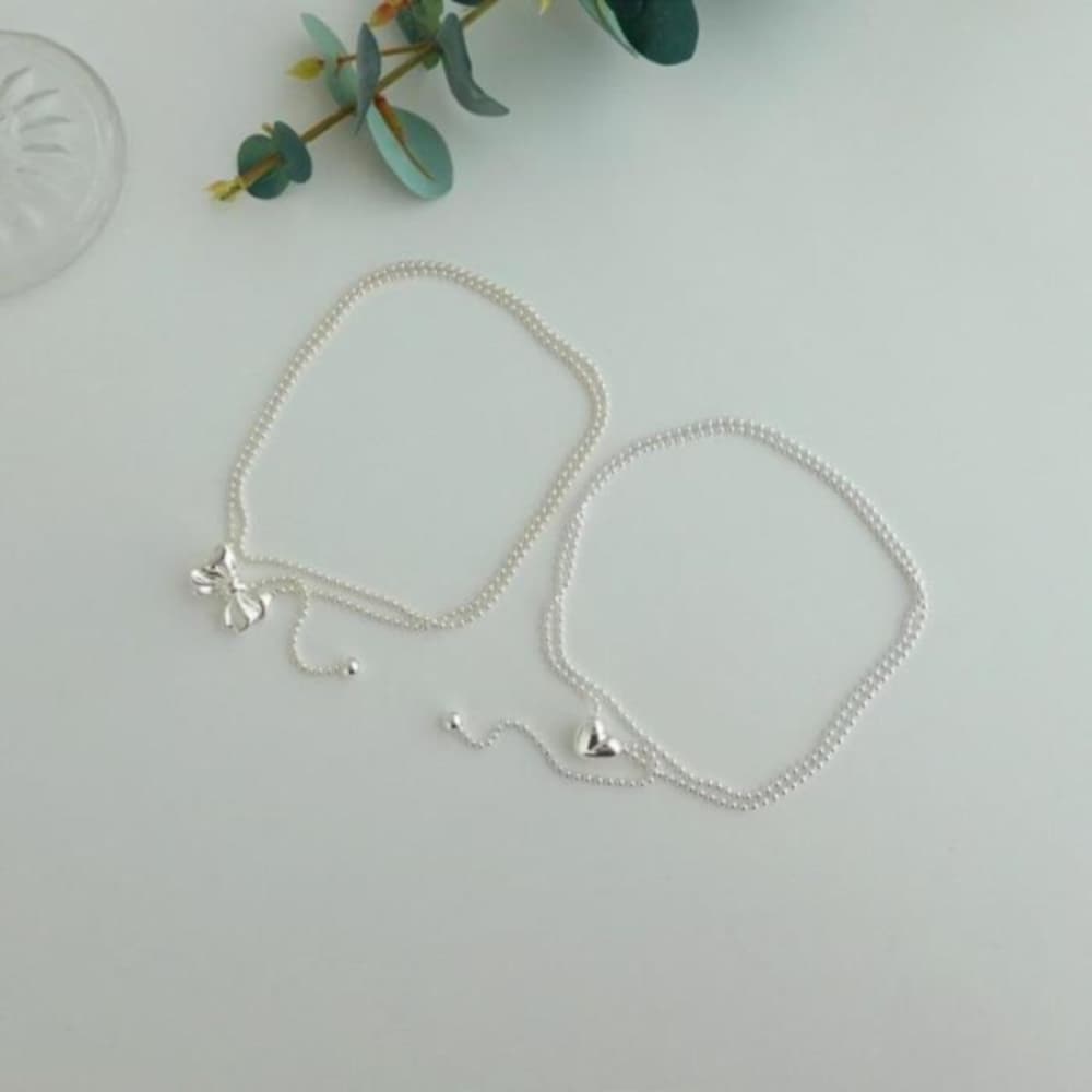 

Women s Slim Long Heart Ribbon Drop Silver Chain Necklace (10653603) Silver / Heart