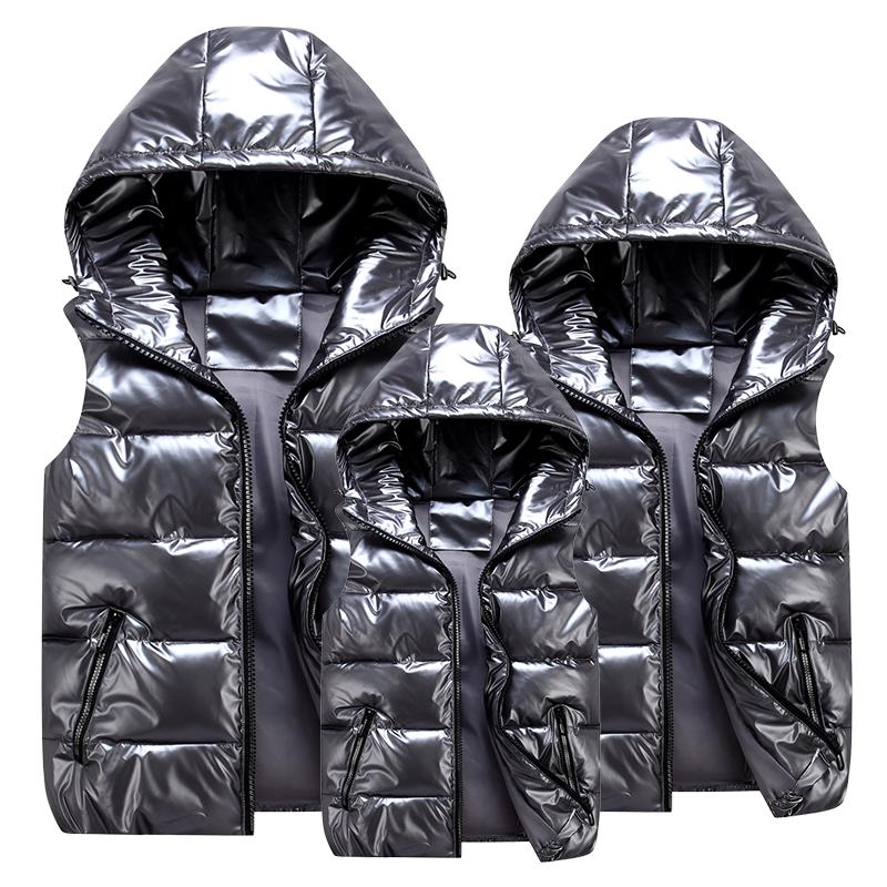 Chaleco Clásico con Capucha Hombre/Mujer/Niño Chaleco de Algodón Brillante con Capucha Chaleco Casual Chaqueta sin Mangas para Hombre Abrigos Cálidos Sombrero