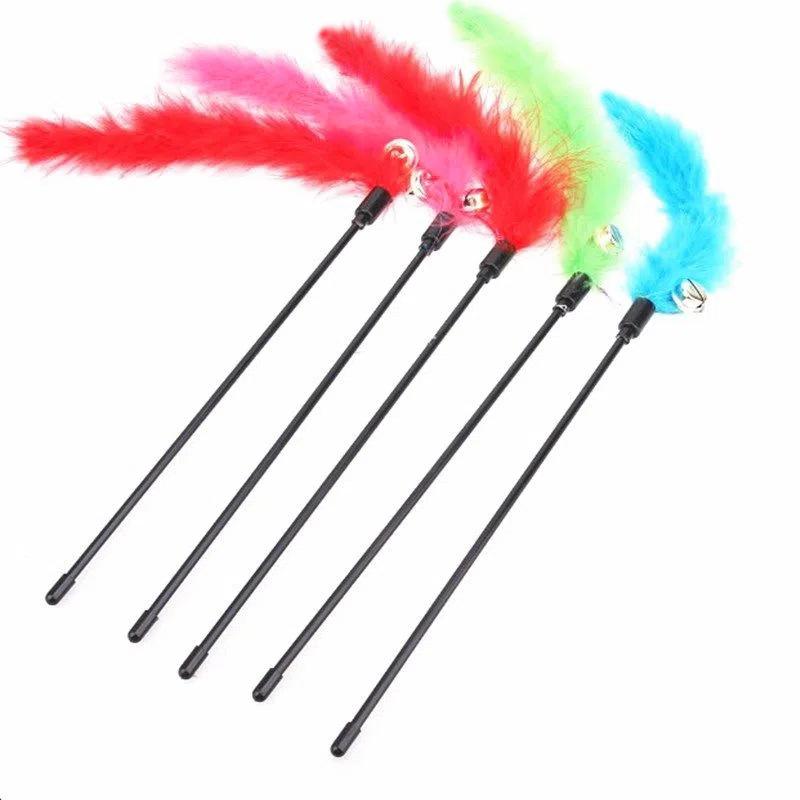 

Премиальная интерактивная игрушка для питомцев случайного цвета, красочная дразнилка для кошек с перьями индейки