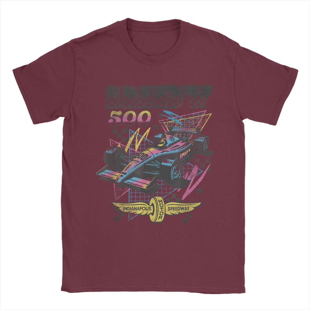 Men T-Shirt Indianapolis Motor Speedway Unique Cotton Tee Short Sleeve 90's Vibes Retro Poster T Shirt merch Graphic Printed