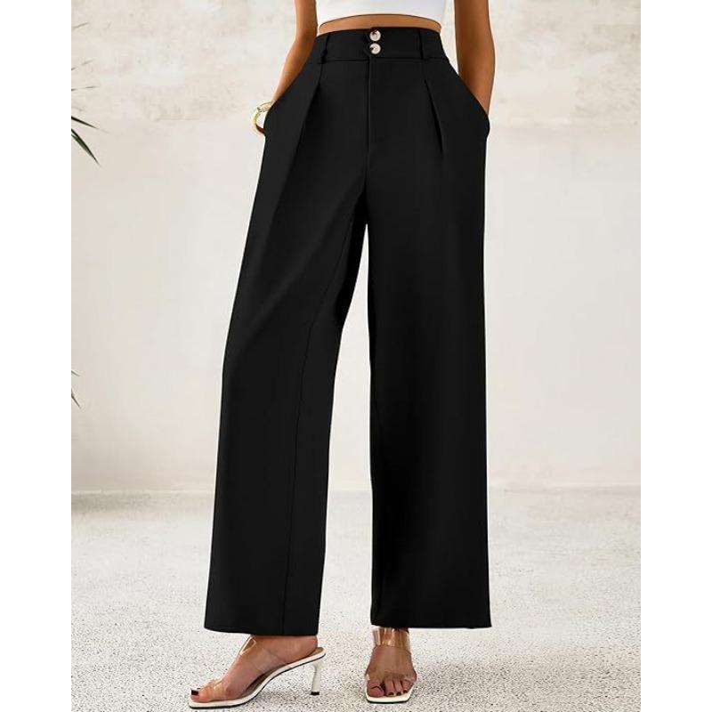 Women S High Waist Straight Wide Leg Dress Pants Slim Drape S